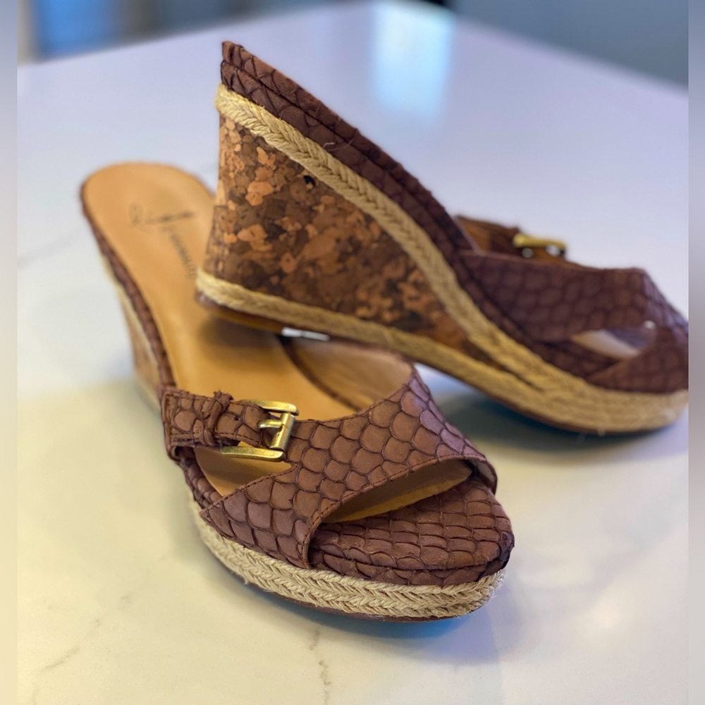 Lisa For David Pliner Python And Cork Wedge Size … - image 1